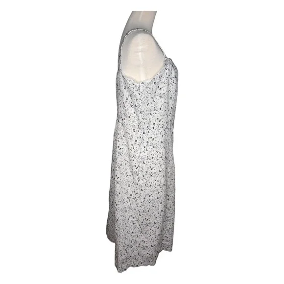 Gap White Grey Black Floral Linen Bib Front Button Down Dress w Pockets 16 Tall - Picture 4 of 9